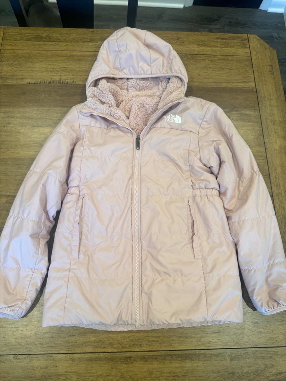 The North Face Light Pink Hooded Puffer Jacket